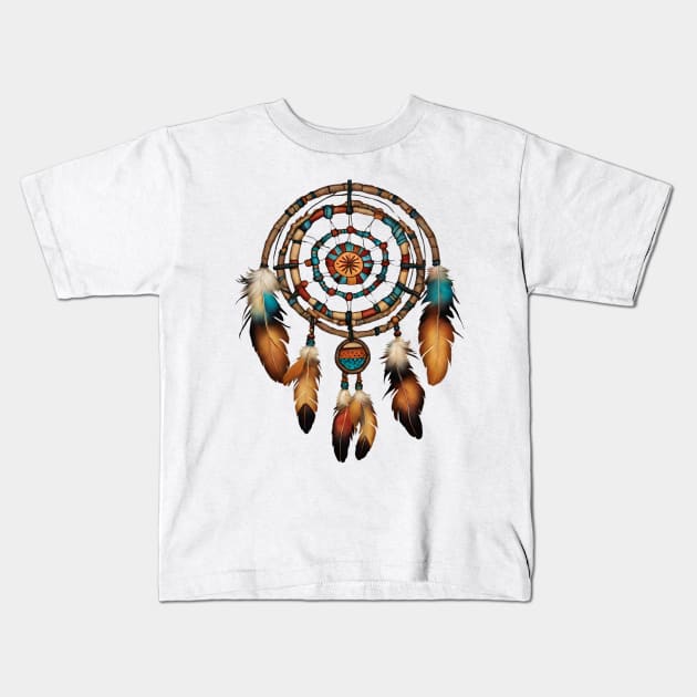 Boho Chic Western Country Southwestern Dreamcatcher Kids T-Shirt by Tina